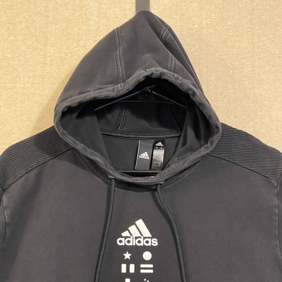 Adidas Hoodie Men's Large Black Pullover Long Sleeves - Picture 2 of 11